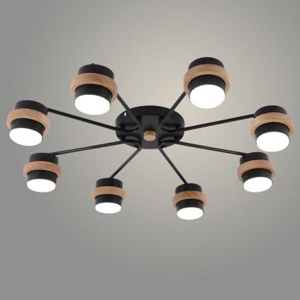 Люстра XI1011/8 BK+WOOD черный/дерево 8х15W GX53 d700 h120, HN25
